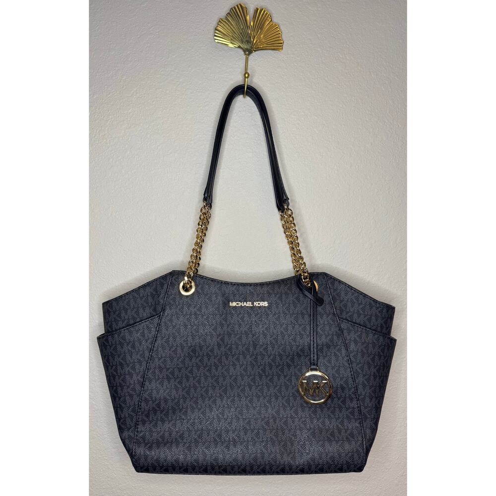 Michael Kors Black Jet Set Signature Logo Shoulder Bag